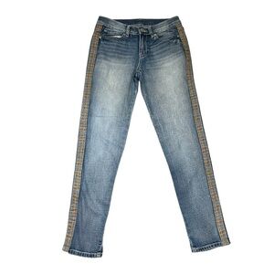 NY&Co Light Washed Jeans with Plaid Accent Slim Fit Size 4